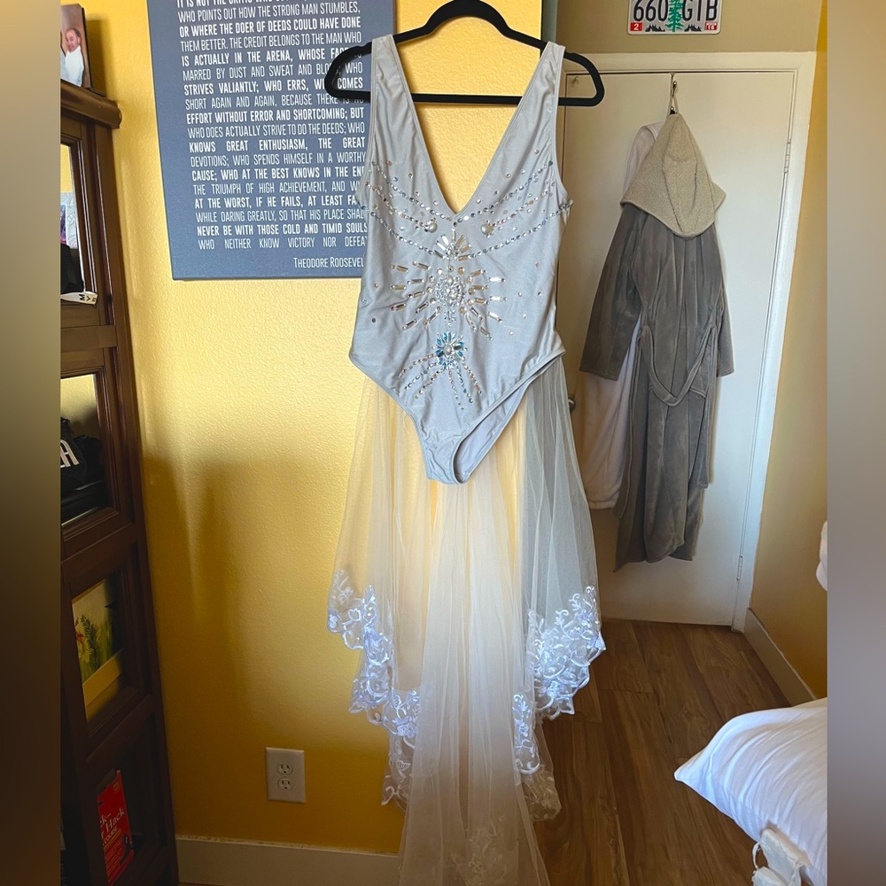 Bathing Suit w/Lace train & Rhinestones